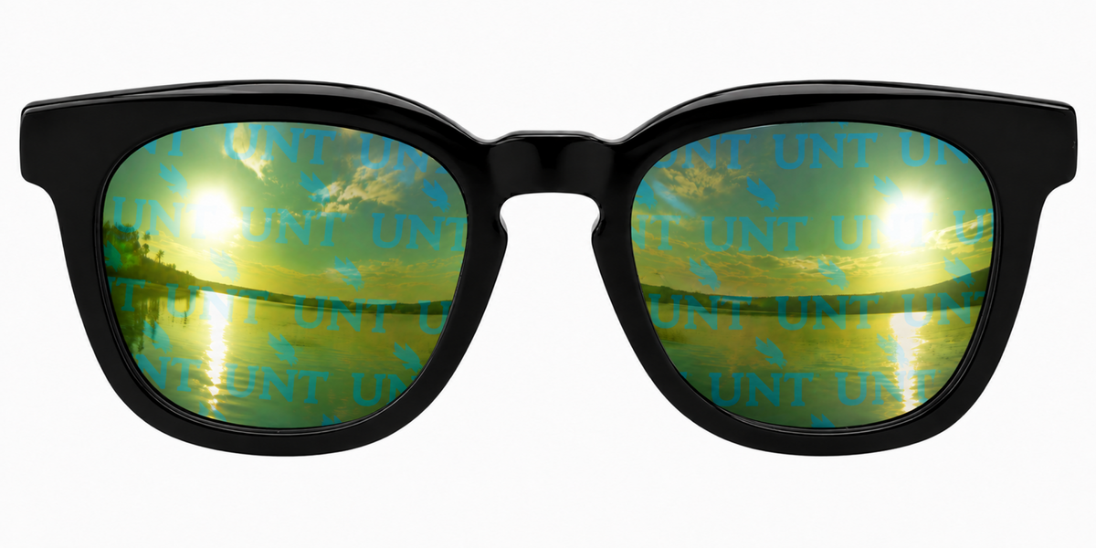 UNT Black Maverick Wayfarer sunglasses.