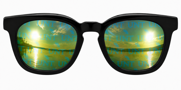 UNT Black Maverick Wayfarer sunglasses.