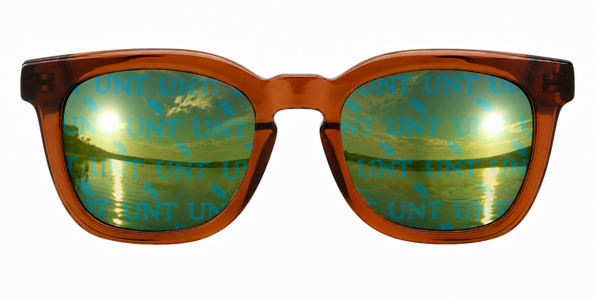 UNT Brown Maverick Wayfarer sunglasses.