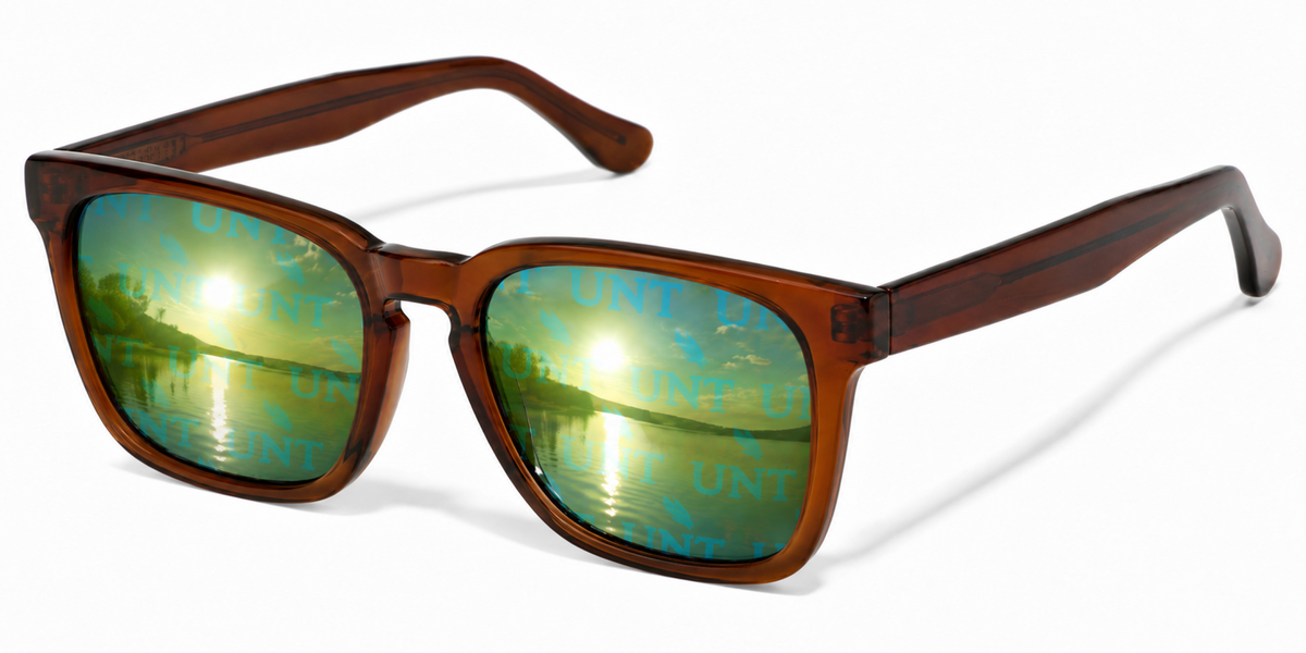 UNT Brown Maverick Wayfarer sunglasses.
