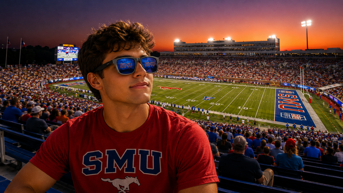 AI image of a SMU student wearing sunglasses.