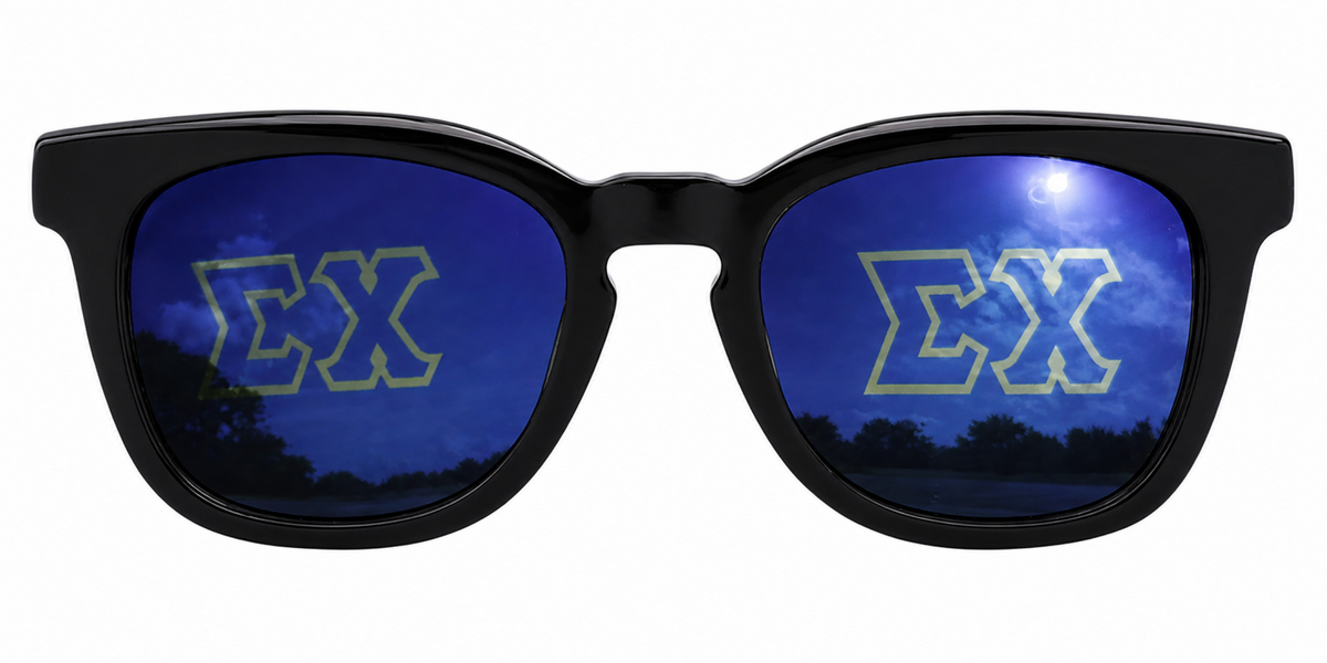 Sigma Chi Maverick Wayfarer sunglasses.