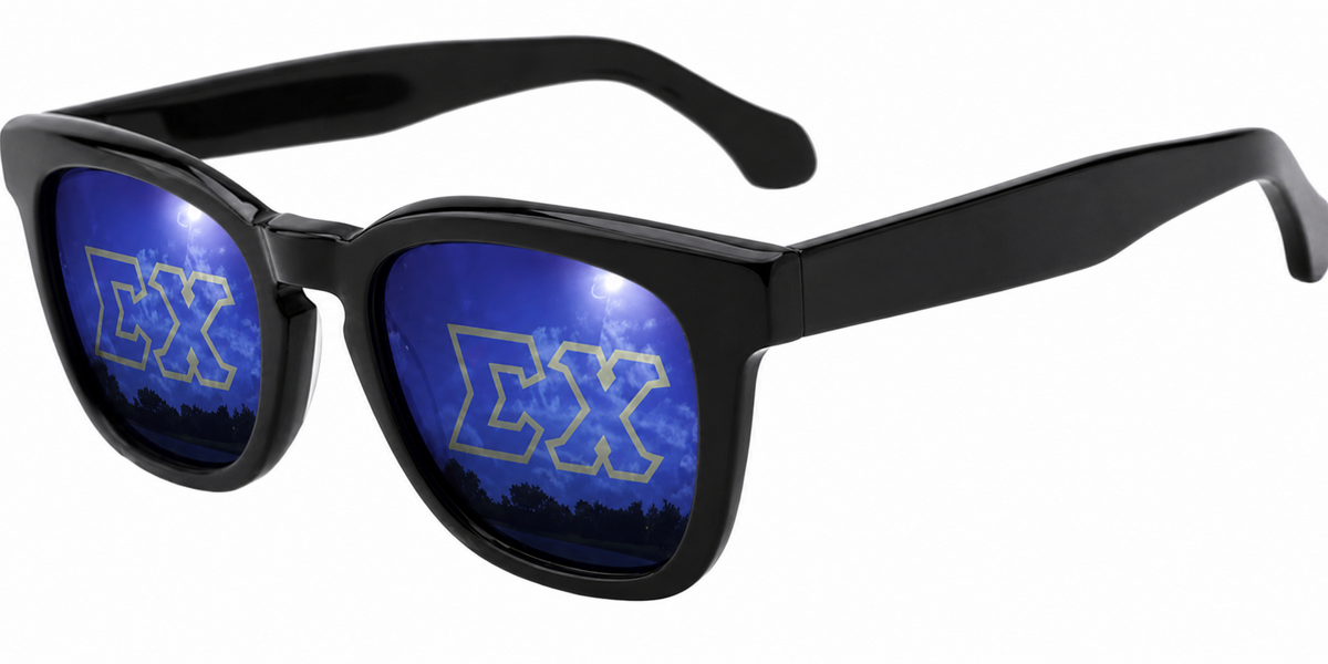 Sigma Chi Maverick Wayfarer sunglasses.