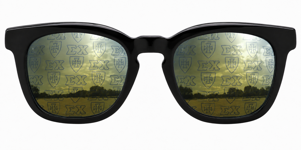 Sigma Chi Maverick Wayfarer sunglasses.