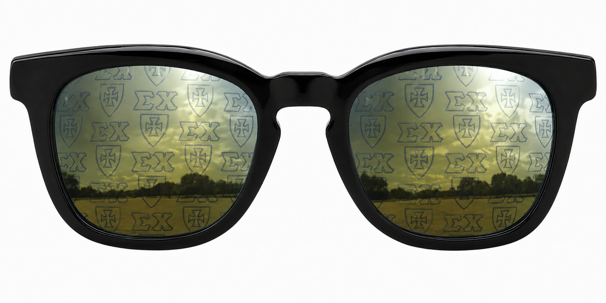 Sigma Chi Maverick Wayfarer sunglasses.