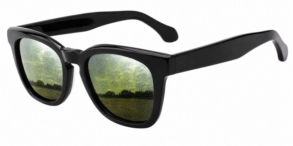 Sigma Chi Maverick Wayfarer sunglasses.