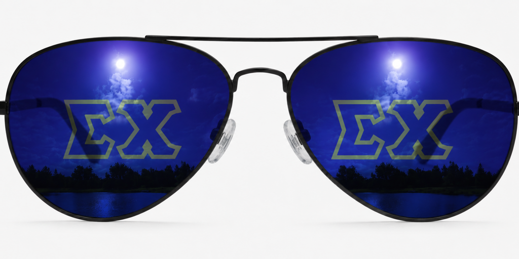 Sigma Chi Venture Aviator sunglasses.