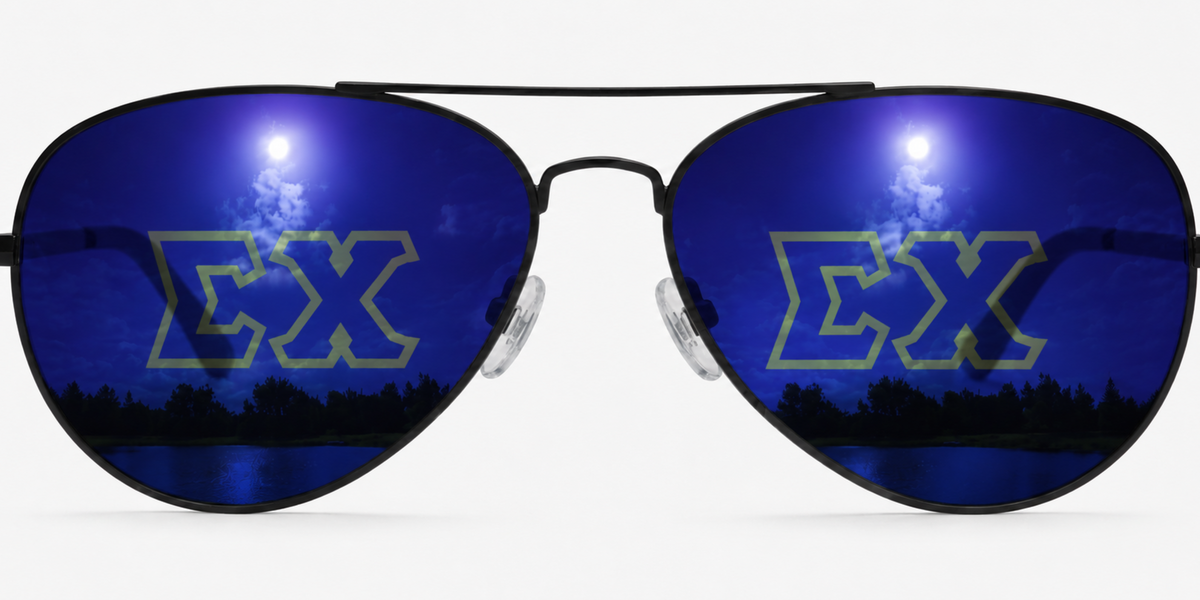 Sigma Chi Venture Aviator sunglasses.