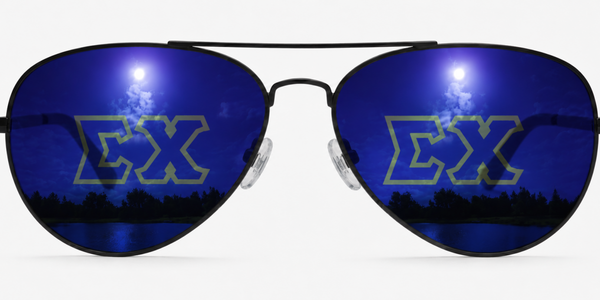 Sigma Chi Venture Aviator sunglasses.