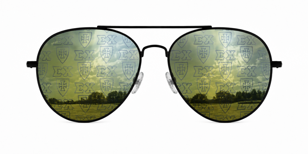 Sigma Chi Venture Aviator sunglasses.