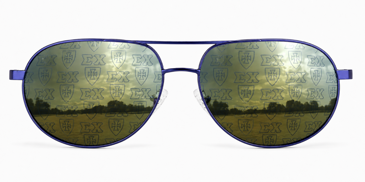 Sigma Chi Venture Aviator sunglasses.