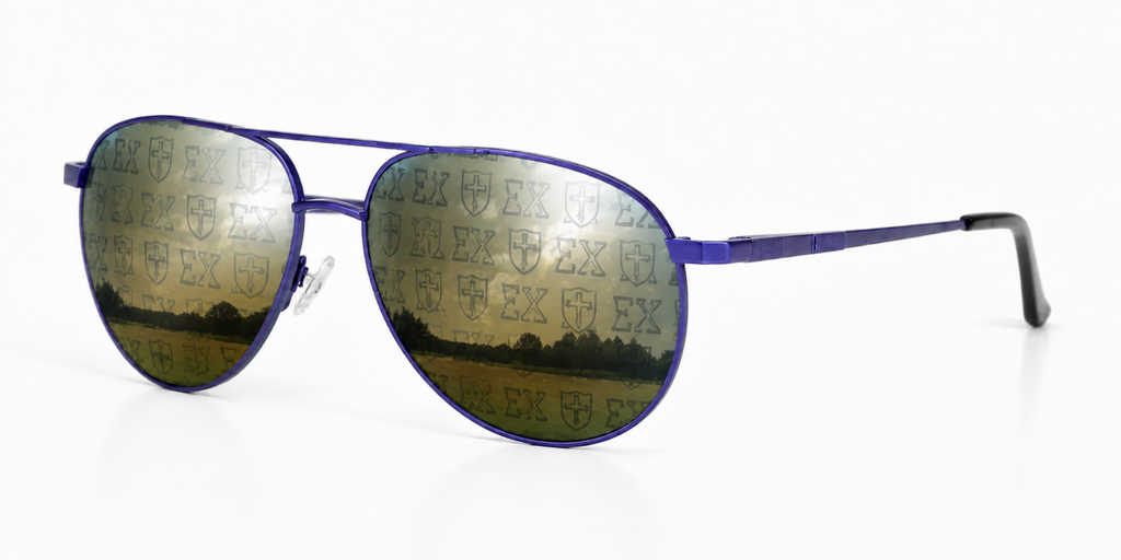 Sigma Chi Venture Aviator sunglasses.