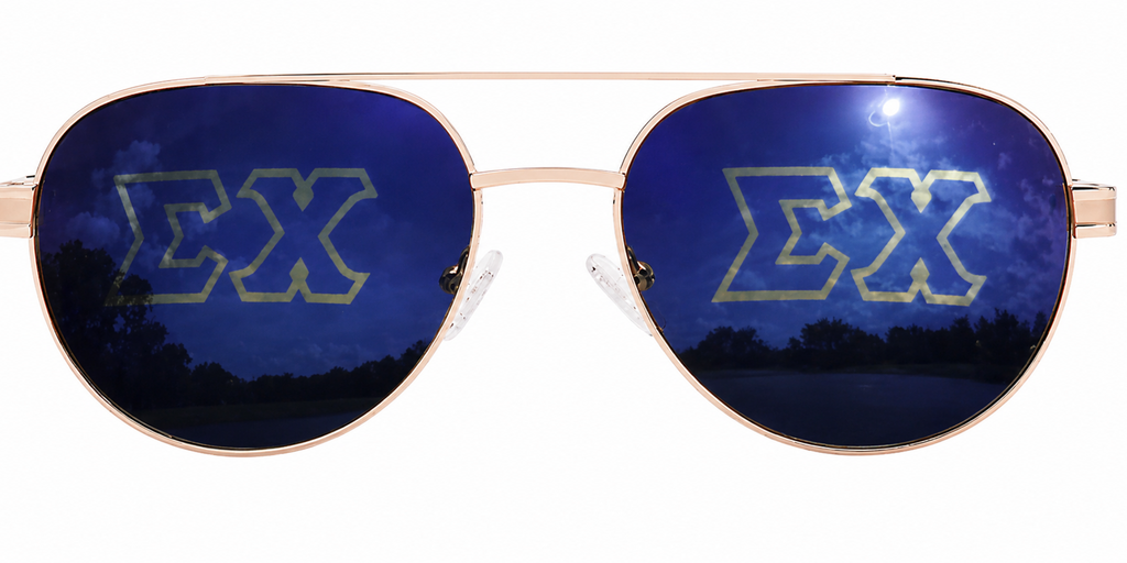Sigma Chi Venture Aviator sunglasses.