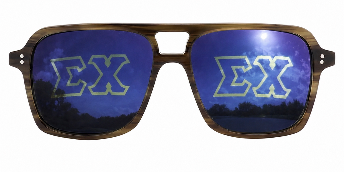 Sigma Chi Vantage Wayfarer sunglasses.
