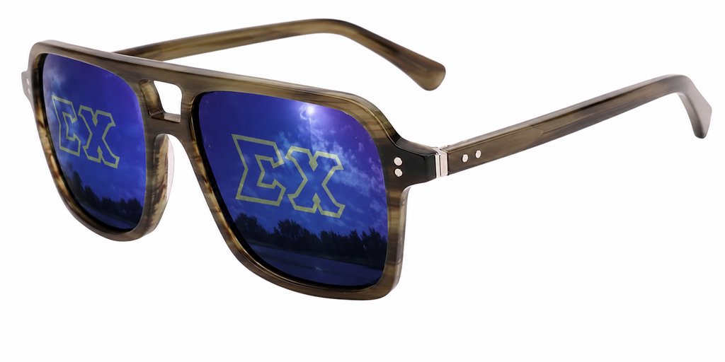 Sigma Chi Vantage Wayfarer sunglasses.