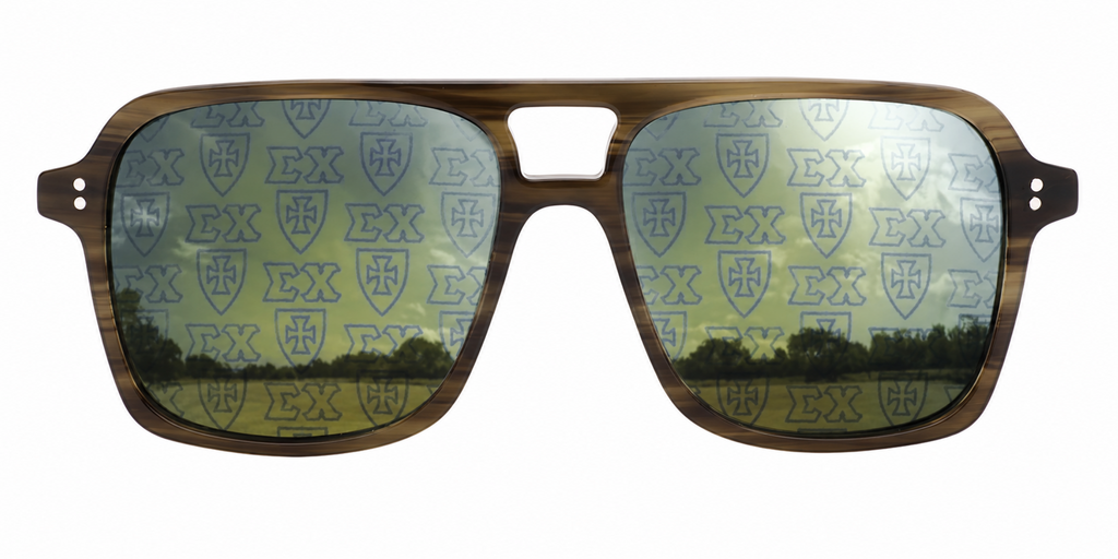 Sigma Chi Vantage Wayfarer sunglasses.
