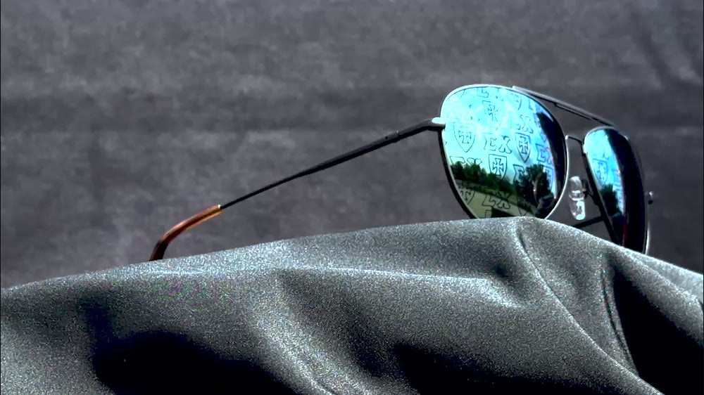 Sigma Chi Venture sunglasses with multi logos.
